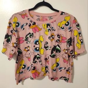 Powerpuff Girls Pink Graphic Cropped T Shirt Size XL
